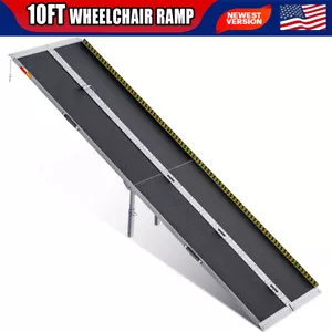 10FT Aluminum Multi-Folding Wheelchair Ramp Briefcase Style Portable Heavy Duty - Picture 1 of 8