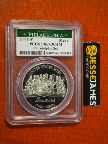 ( 1993 ) P PROOF BICENTENNIAL SILVER MEDAL PCGS PR69 FROM PHILADELPHIA SET Cover