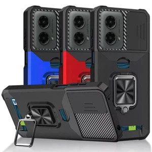 For Moto G Stylus 5G 2024 Phone Case Ring Stand Card Slot Camera Privacy Cover - Picture 1 of 25