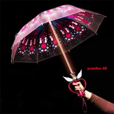 Paraguas Sailor Moon Transparente LED Bastón Mágico Bumbershoot Accesorios Juegos con disfraces Regalo Foto 1 de 4