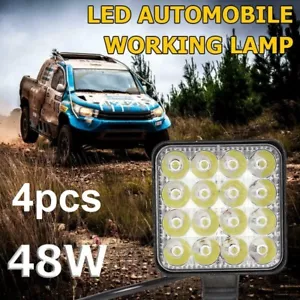 4pcs 16 LED Work Light 48W Waterproof Square Fog Lamp Car Truck Flood Sportlight - Picture 1 of 12