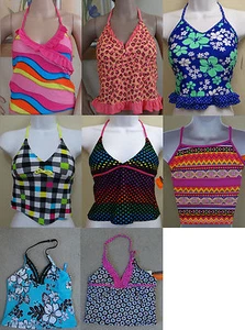 O'RAGEOUS animal/geo/squares/striped/polka dot swim tankini halter top,8-16 - Picture 1 of 18