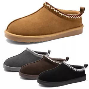 Mens Memory Foam Slippers Genuine Suede Indoor Fuzzy Fluffy Home Cozy Slippers - Picture 1 of 15
