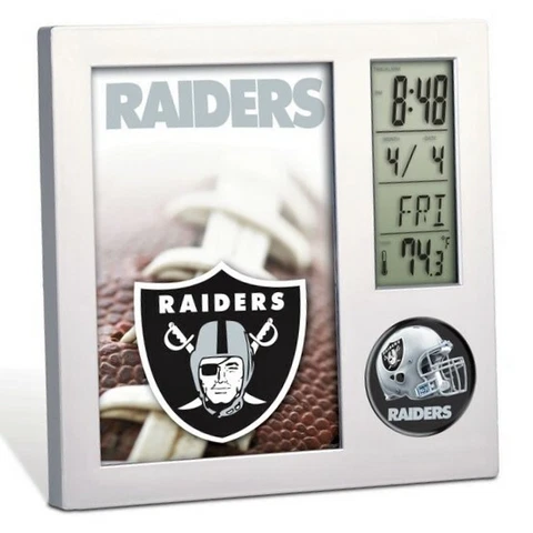 New Wincraft 2008 Official Licensed NFL Team Logo Oakland Raiders Desk Clock Cover