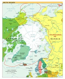 Arctic Circle Political Administrative Physical Geographic Region Map Print - Picture 1 of 3
