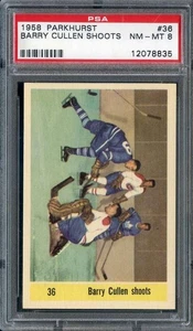 1958-59 Parkhurst #36 Barry Cullen PSA 8 Maple Leafs *ML70-560 - Picture 1 of 2