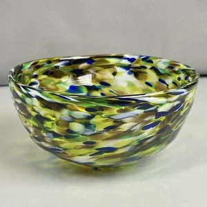 James Wilbat Glass Handblown Multicolor Color Swirl Studio Art Bowl Signed 2016 - Picture 1 of 14