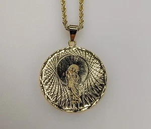Colgante San Judas Chapado en Oro Collar de Cadena de 3 mm Oro San Judas Dije Cadena Hombres - Imagen 1 de 7