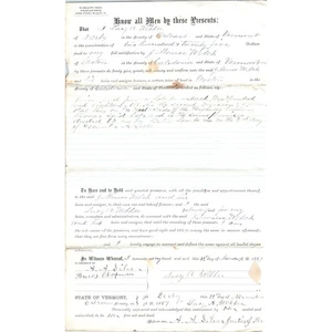 1887 Warranty Deed Lucy A. Webber to James M. Welch Groton VT AF7-E7 - Picture 1 of 2