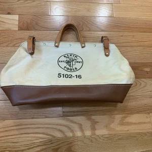 Klein Tool Bag , Canvas , Leather Handle, Straps, Well Made 5102-16 - Picture 1 of 23