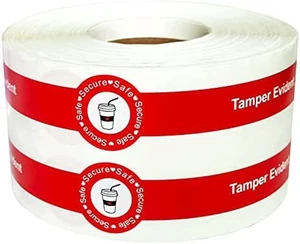 500 Pcs Safe Secure Tamper Evident Seals Stickers for Drink Lids 1.25 X 9 Inch - - Picture 1 of 12