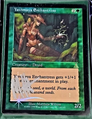 MTG ~ YAVIMAYA ENCHANTRESS FOIL ~ AUTOGRAPHED MATTHEW WILSON ~ URZA''S DESTINY - Image 1 of 2