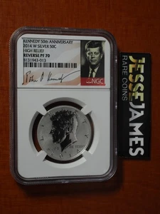 2014 W 50C REVERSE PROOF SILVER KENNEDY HALF DOLLAR NGC PF70 50TH ANNIVERSARY - Picture 1 of 2
