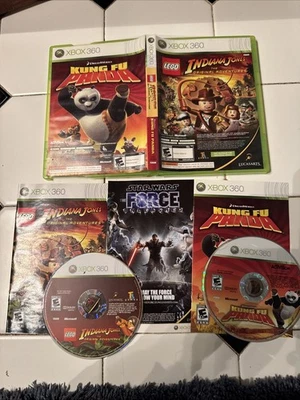 LEGO Indiana Jones + Kung Fu Panda Xbox 360 Double Pack CIB Manuals Discs - Image 1 of 4