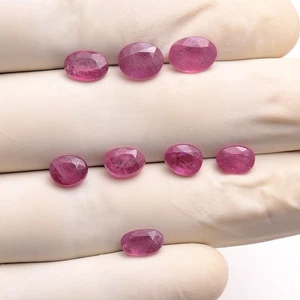 Set 8 Pcs Natural Ruby Mozambique 7mm-9mm Oval Faceted Cut Loose Gemstones Lot - Picture 1 of 5