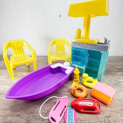 Barco Barbie para 3 en 1 Dream Camper Barbie Barco Día Enfriador Sillas Parrilla Foto 1 de 4