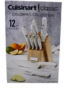 Cuisinart Color Pro 12 Piece Cutlery Knife Set with Block White C77SSW-12P (OB) - Picture 1 of 8