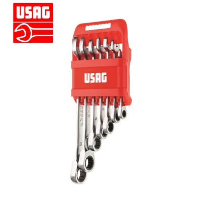 USAG 285 KB/DS7 Serie chiavi combinate a cricchetto  set 7 pezzi con supporto - Immagine 1 di 2