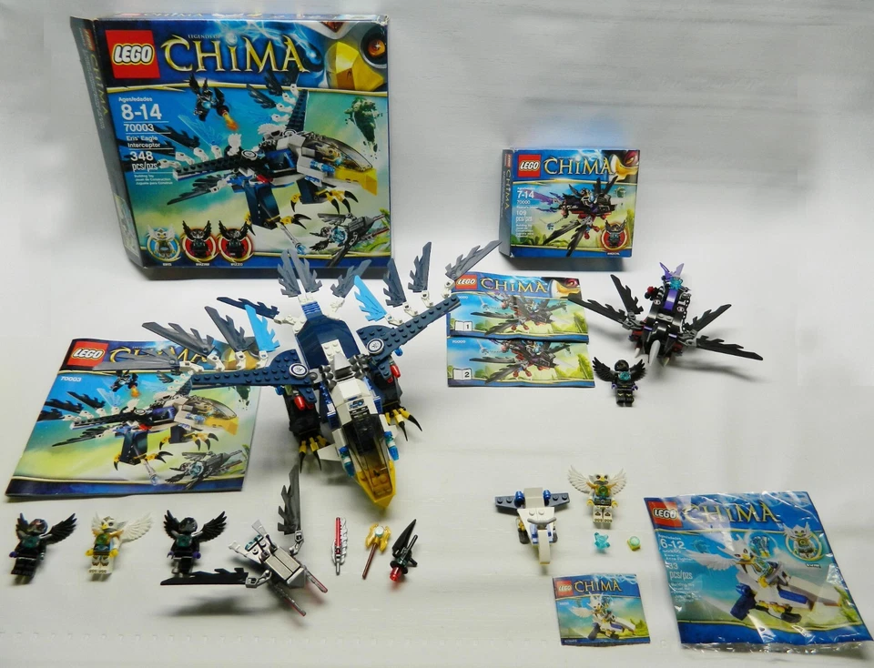 Lote Lego LEGENDS OF CHIMA Conjuntos #30250, #70000 & #70003, 100% com caixas/bolsa e livros - Imagem 1 de 4