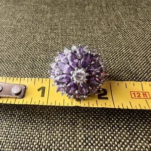 Purple Cluster Statement Special Event Collectible 925 Silver Size 10.25 Ring - Picture 1 of 7