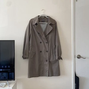 Vintage Marco P. Grey Taupe 100% Cotton Lined Trench Coat Matching Belt Sz Large - Picture 1 of 5