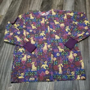 Disney Lion King Scrub Top Jacket Sz Medium Button Front 3 Pockets Vintage 90s - Picture 1 of 12