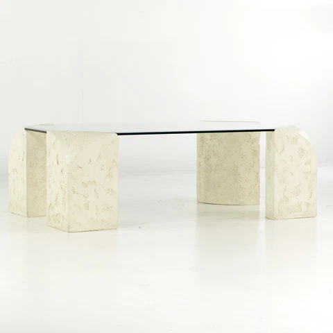 Postmodern Mactan, Glass and Pastor Stone Coffee Table Cover