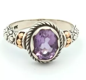 Video 18K Gold 925 Sterling Silber natürlicher Amethyst Samuel B Behnam Kunsthandwerk Ring - Bild 1 von 3