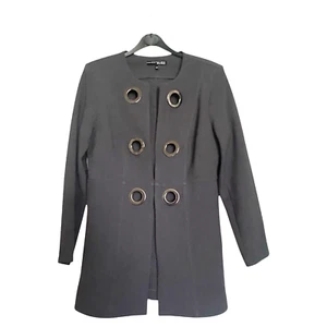 Vintage 90s Coat Grey Size 12 Women Military Cyber Steampunk Minimalist Cosplay - Picture 1 of 9