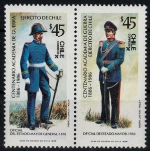 Chile 1986 Michel 1145 - 1146 Centenario Guerra Academia Ejército Chileno 1886-1986 MNH - Imagen 1 de 1