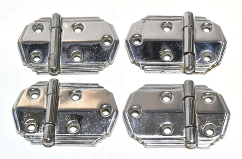 4 RETRO CHROME MCM KITCHEN CABINET FLUSH MOUNT HINGES Cover