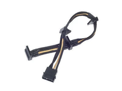 Silverstone SST-PP07-BTSBG (1 x 4pin Molex to 4 x SATA connectors, Black/Gold) - Image 1 of 4