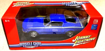 1967 FORD MUSTANG BLUE JOHNNY LIGHTNING 1:18 DIE CAST BRAND NEW IN BOX - Image 1 of 4