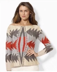 Suéter Ralph Lauren Para Mujer XL Suroeste Azteca Cuello Barco Isla Justa Mezcla de Lana - Imagen 1 de 7