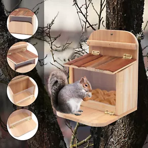 Outdoor Hanging Squirrel Feeder Squirrel Feeding Box Wooden House For Yard Tree - Picture 1 of 14