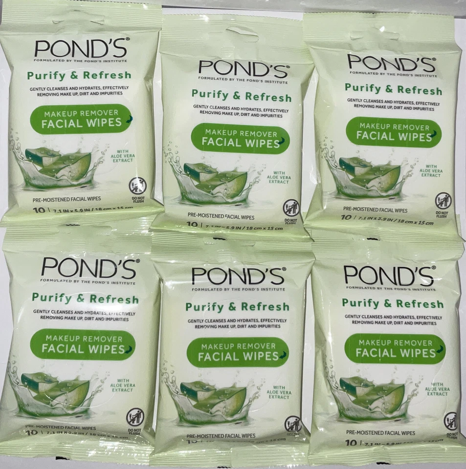 4 Ponds Makeup Remover Facial Wipes Aloe Vera 40 Total Travel Size EXP MAY 2027