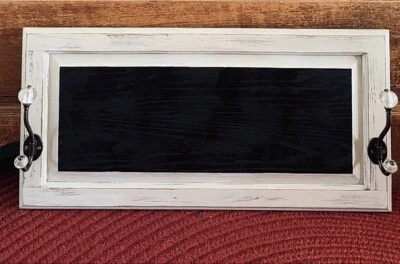 Wood Framed Chalkboard Coat Rack Hanging Message Board Shabby Chic Handmade - Image 1 of 4