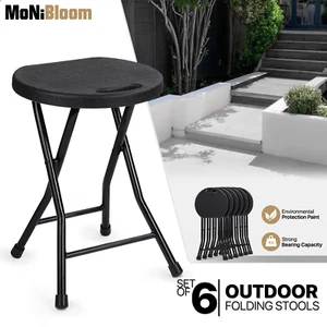 6x 17.5"Portable Outdoor Stool Foldable Chair Weatherproof Plastic Seat w/Handle - Picture 1 of 26