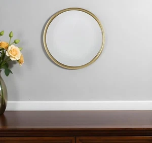 10" Gold Round Iron Textured Framed Accent Mirror - Picture 1 of 5