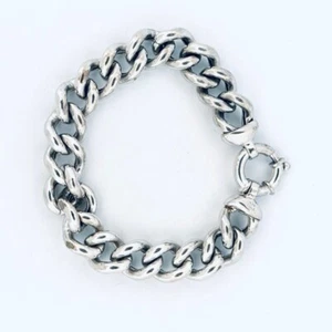 Italienisches Sterling Silber 925 Grobes Panzerarmband Unisex, großer Federringverschluss - Bild 1 von 12