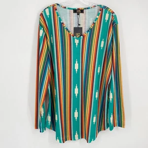 Lucky & Blessed XL Extra Large Serape Southwest Western Long Sleeve Top - Picture 1 of 5