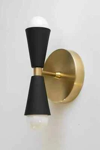 Mid Century Style Brass Wall sconce Light Black And Gold Bed side & Vanity light - Picture 1 of 2