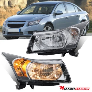 Left & Right Chrome Headlights for 2011-2015 Chevy Cruze Sedan 4-Door Headlamps - Picture 1 of 12