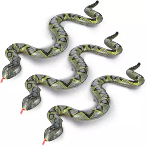 FUTUREPLUSX Inflatable Snake, 3PCS Fake Snake Animal Pool Floats Blow up Snakes - Picture 1 of 12