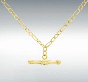 9ct Gold Albert Anhänger T Bar + Kette 18 Zoll - Bild 1 von 4