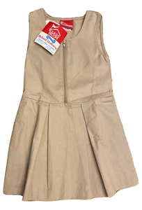 Classroom Uniforms Girls Dress 54441 Khaki Jumper Pleated Zip Sleeveless Size 5 - Picture 1 of 4