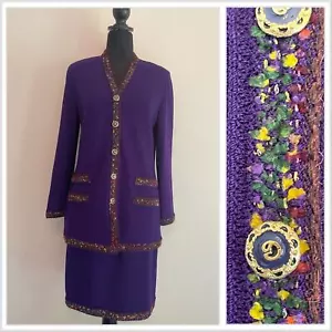 ST.Johns knit suit 4 jacket/ skirt purple timeless classic collection Marie Gray - Picture 1 of 14