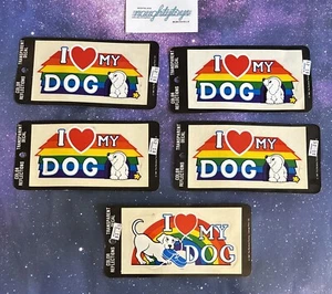 Vtg 1981 Color Reflections Transparent Decal Rainbow I Love My Dog Sticker Lot 5 - Picture 1 of 7