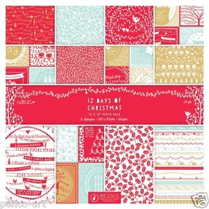 Papermania 12x12" scrapbooking paper papers 12 days of Christmas 24 sheets 160gm - Picture 1 of 1