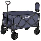 200L Collapsible Folding Wagon Cart,350LBS Heavy Duty Garden Cart with All Gray